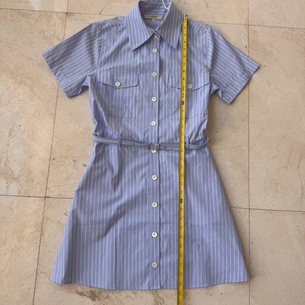 Frame The Striped Safari Blue and White Shirt Dress size S - Picture 8 of 12